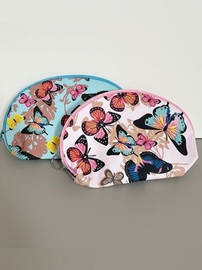 Butterfly Cosmetic Bag Set | Zipper Makeup Pouch Duo | Travel Toiletry Organizer